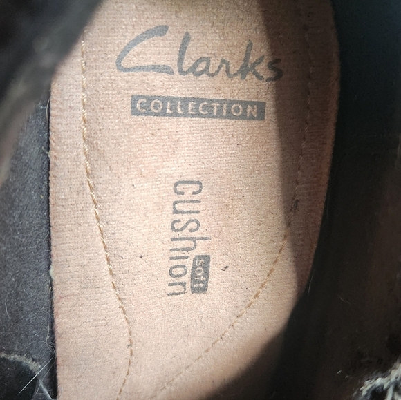 CLARKS Heeled Ankle Boots Zip-Up Black Women's 8M Leather Fall - Picture 3 of 8